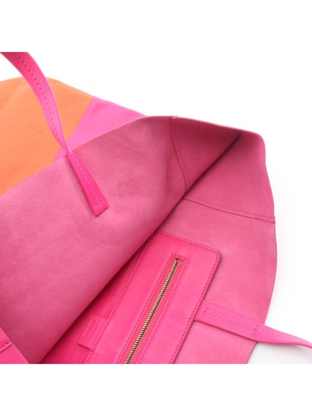 Celine Tote Horizontal Cabas Fuchsia Pink Orange Leather - Picture 8 of 8